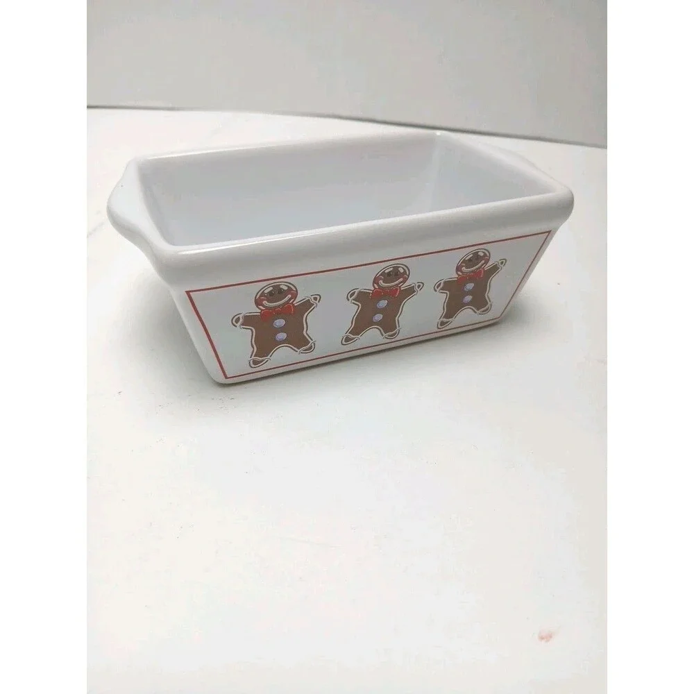 Michael’s Stoneware Christmas White Ceramic Happy Holidays Mini Loaf Pan Ginger